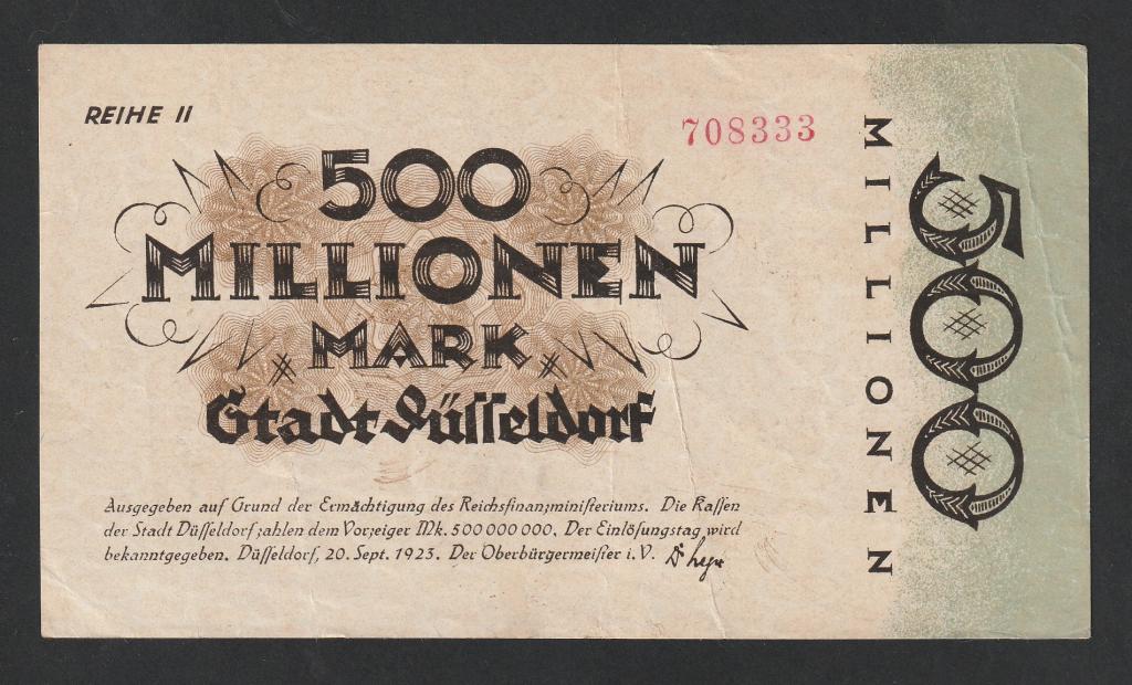Германия, 500 миллионов марок 1923 года, Дюссельдорф