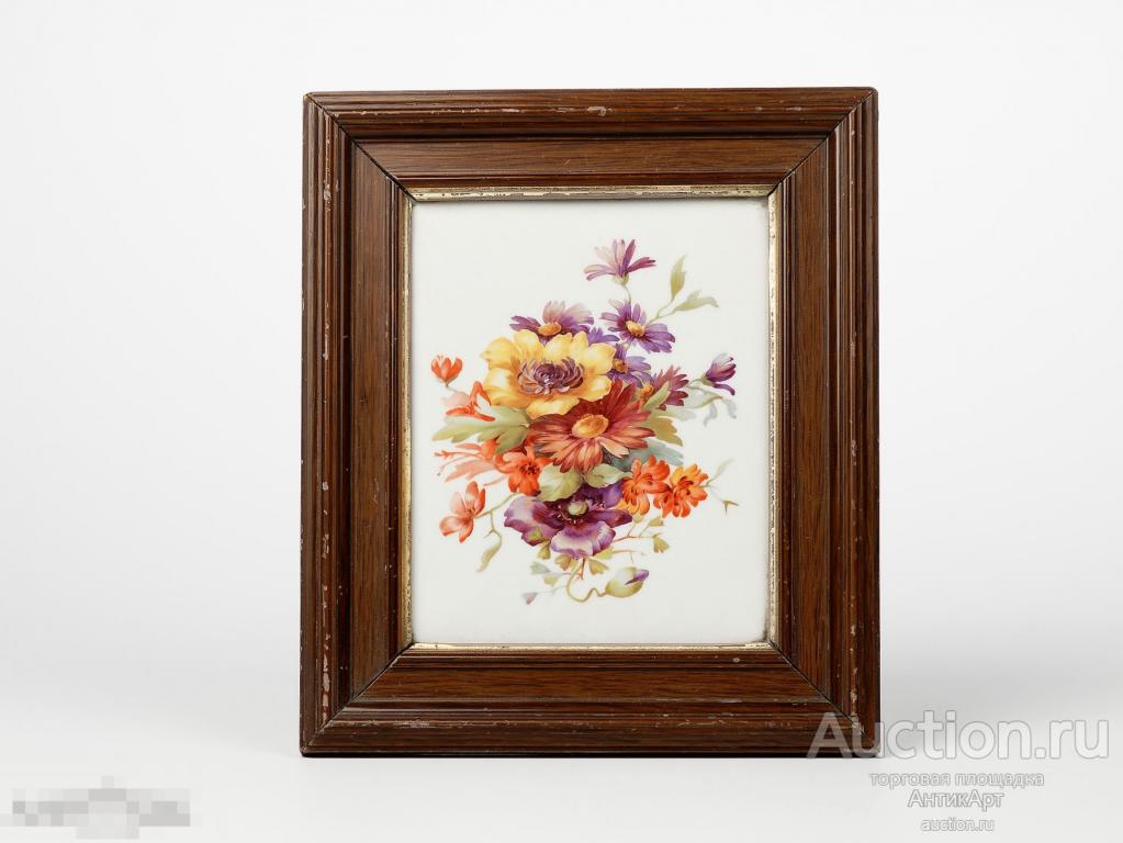 Пласт фарфоровый букет цветов фарфор Hutschenreuther Германия 1873-1890г.