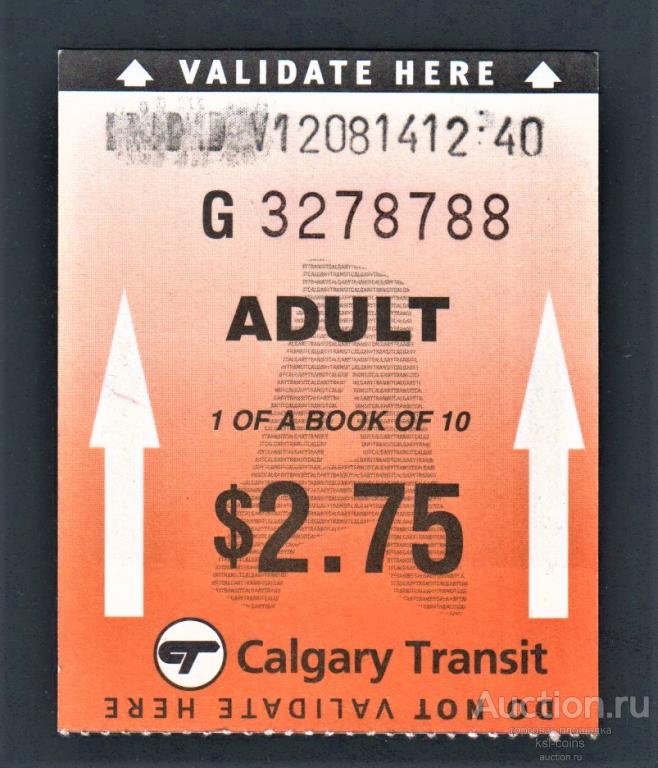 Билет городского транспорта Калгари Канада.