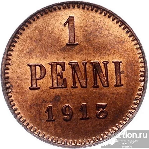 1 пенни 1913 года. Слаб ННР ms 66 rb.