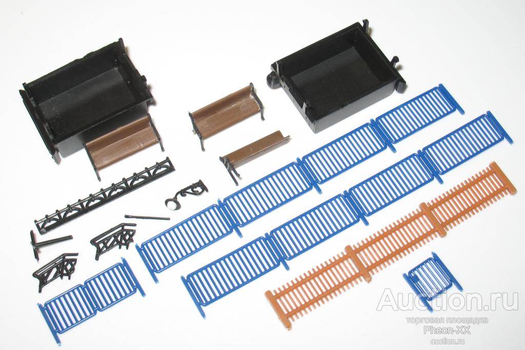 1/87 набор заборов, лавок и других элементов для макета