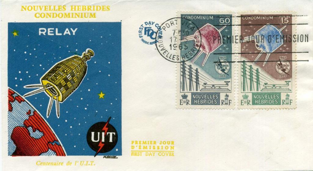 Новые Гибриды (Вануату) (К1133) КПД 100 лет UIT Спутники связь Телекоммуникации 1965 Космос