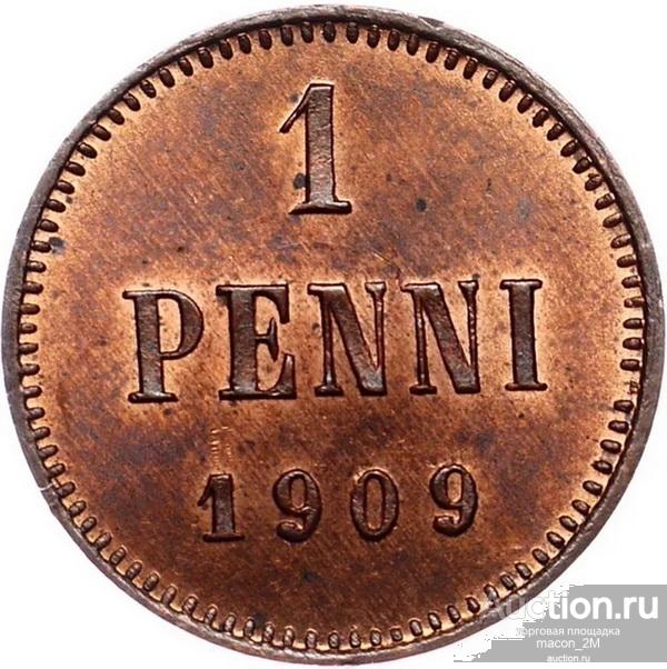 1 пенни 1909 года. Слаб ННР ms 66 rb.