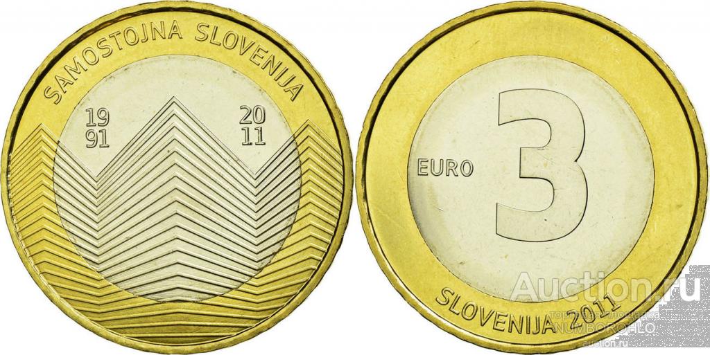 Словения 3 евро, 2011 20 лет независимости Словении UNC