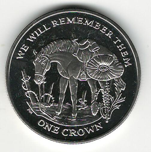 Мэн 1 крона 2014 Первая Мировая Война Лошадь