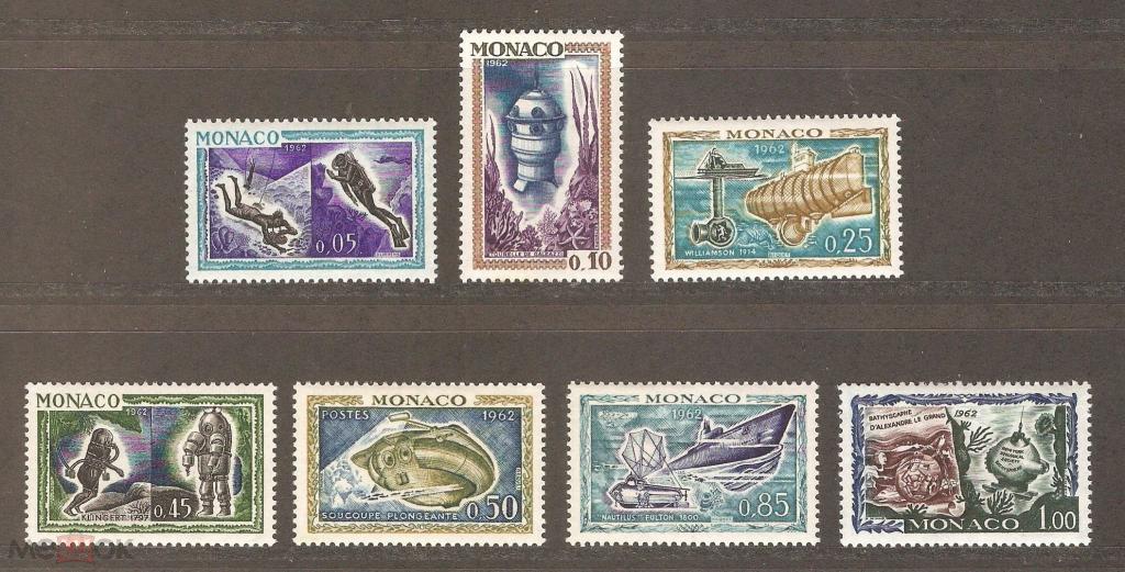 Монако 1962 Флот, подводные лодки, батискафы, водолазы
