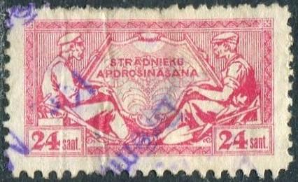 Латвия 1935 медицинское страхование рабочих 24 сантима вз 卐 nv Зуб.11½ непочтовая