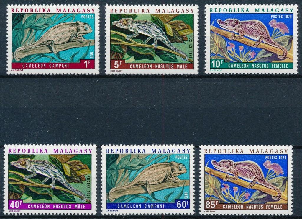 Мадагаскар,1973,Ми-683-8**Фауна:хамелион