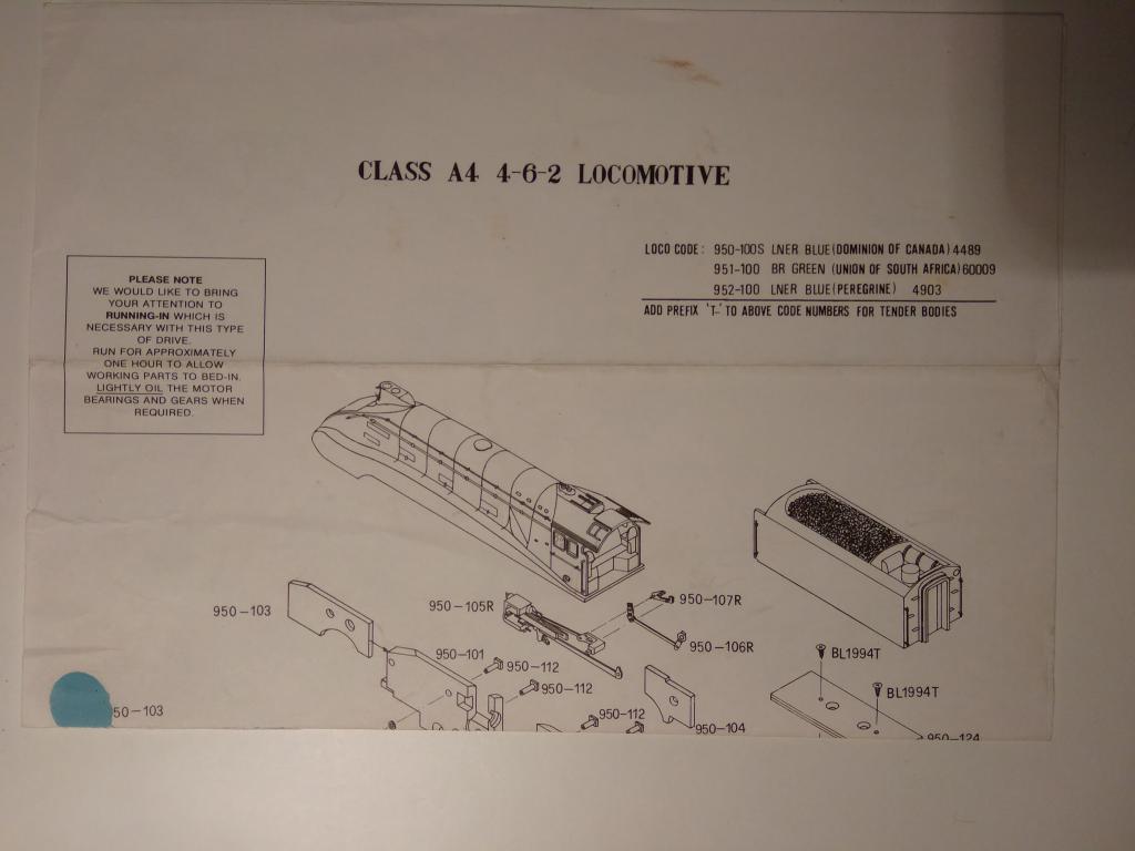 16мм (HO) Инструкция для Class A4 4-6-2 locomotive