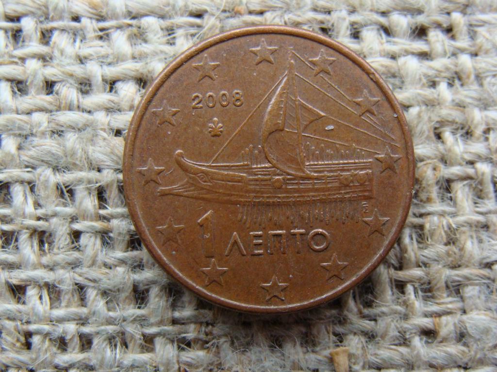 1 евроцент 2008 год. Греция