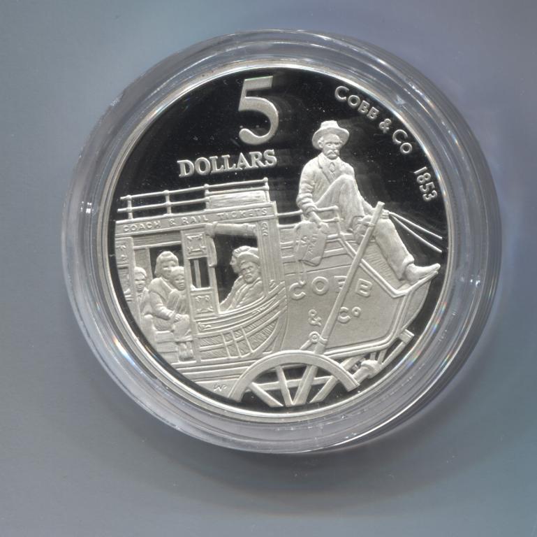 Австралия 5 долларов 1995 Кобб и компания 1853 Ag925 35,79 серебро карета
