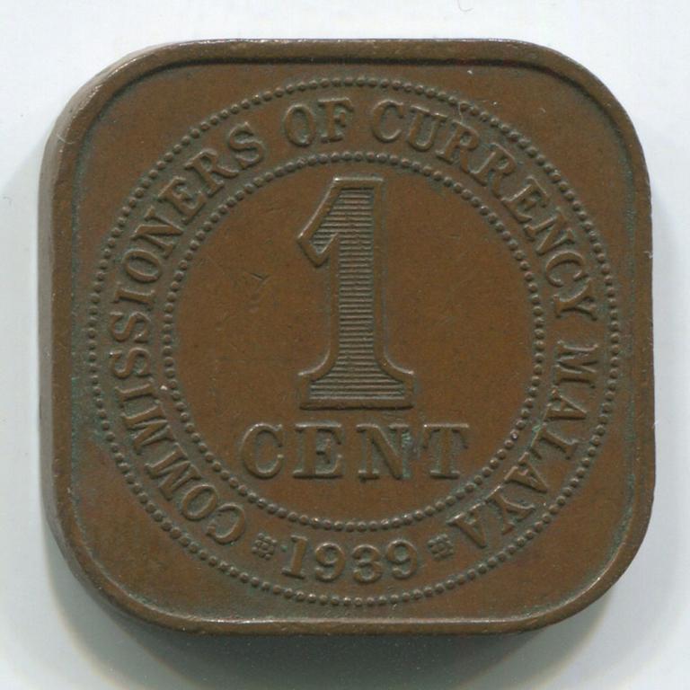 МАЛАЙЯ 1 ЦЕНТ 1939 VF