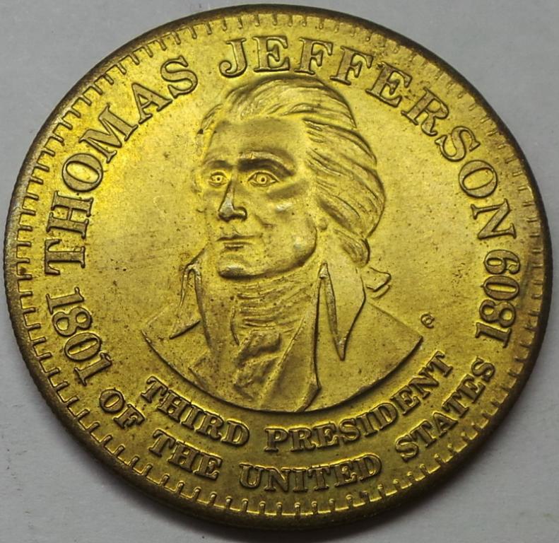 Жетон 3-й президент США Томас Джефферсон 1801-1809 гг. 31 мм