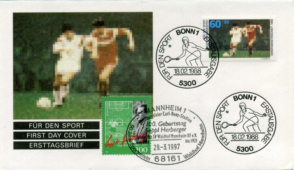 Германия ФРГ (Б0623) Конверт СГ Футбол 1988 1997 Спорт