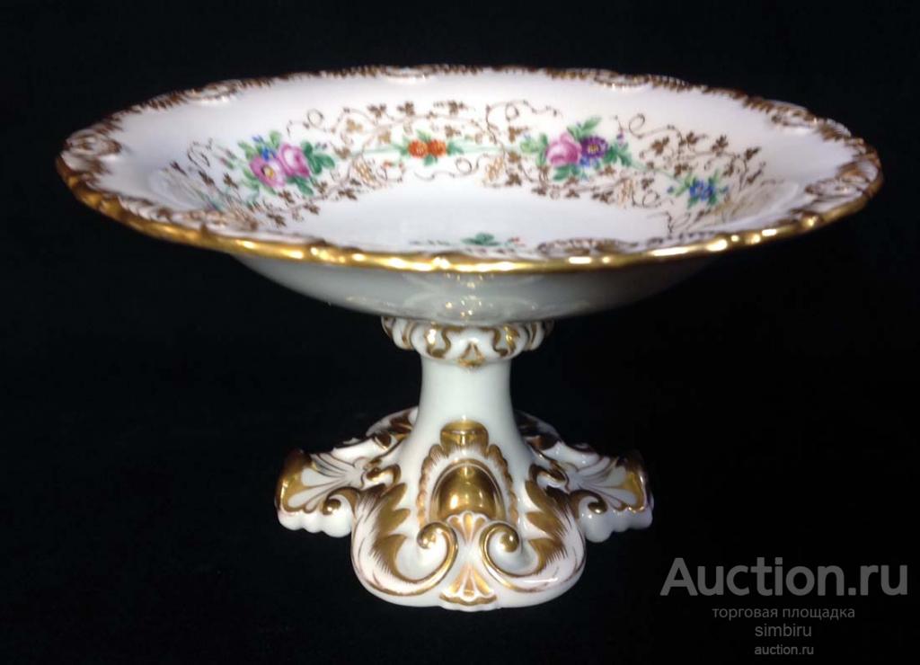 АНТИКВАРНАЯ ФАРФОРОВАЯ ВАЗА КОНФЕТНИЦА ELBOGEN АВСТРИЙСКАЯ ИМП. 1855 г.