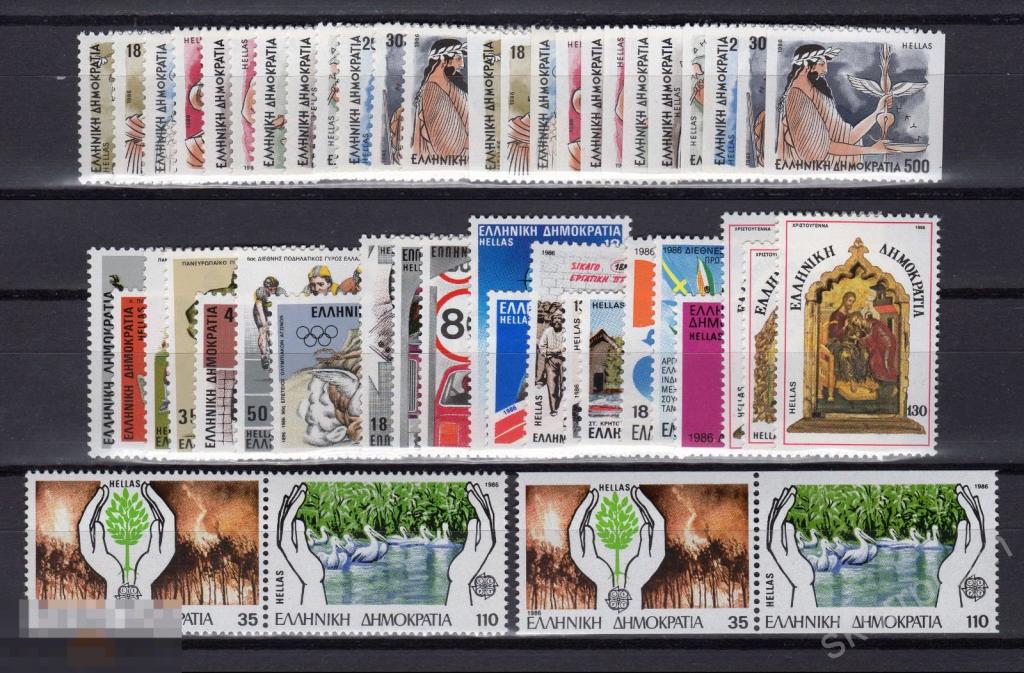 1986  Греция полный годовой комплект   ** MNH 