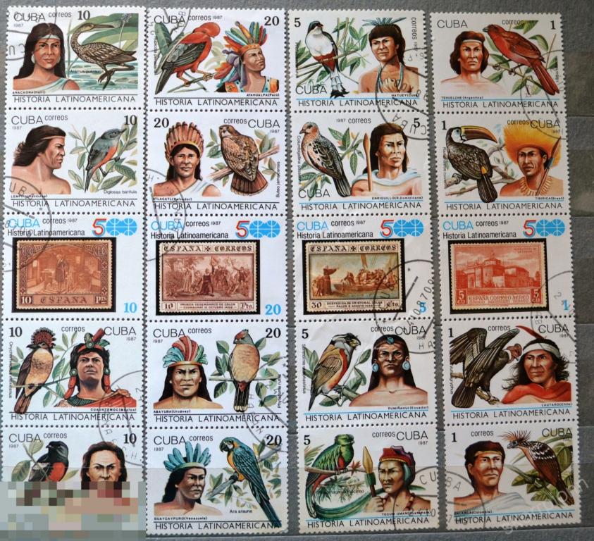 1987 Куба Cuba  индейцы птицы фауна распродажа коллекции  (а.1.17) 