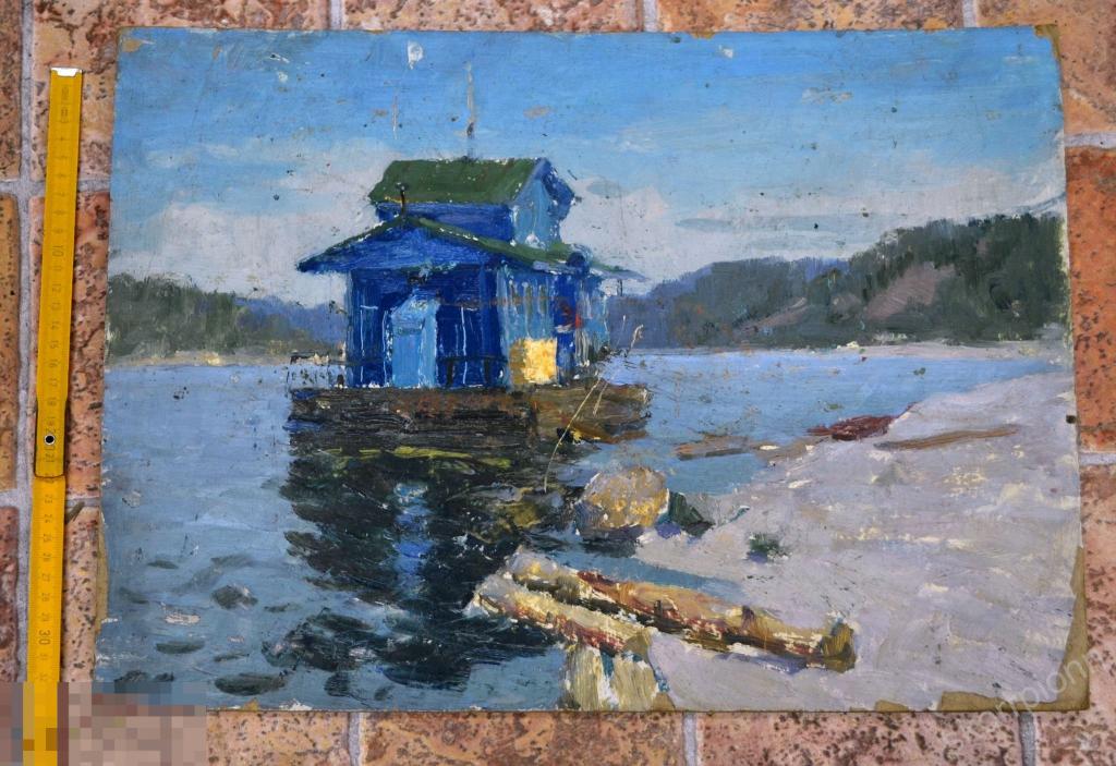 картина Хакасия СЕРЕБРЯКОВ   масло картон  сохран  ретро  винтаж   (а.ВЛ34) 