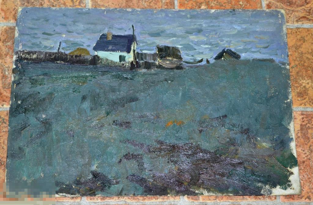 картина Хакасия СЕРЕБРЯКОВ   масло картон  сохран  ретро  винтаж   (а.ВЛ34) 