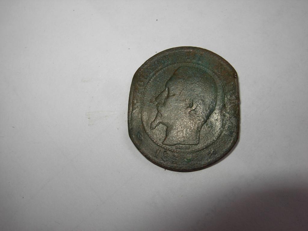 Монета старинная Наполеон Третий монета 1856 ? год 10 сантим , патина