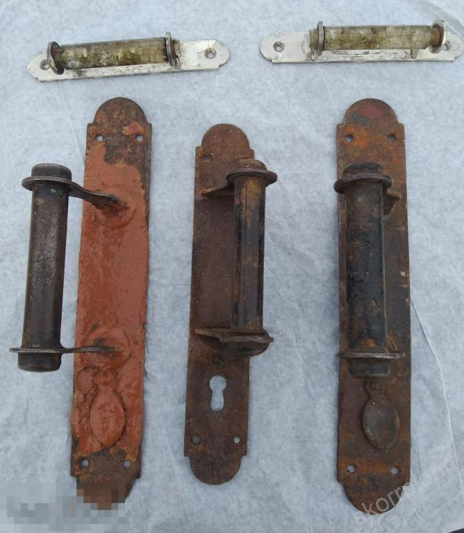 Ручка дверная старинная металл  винтаж ретро  (а.гр) 