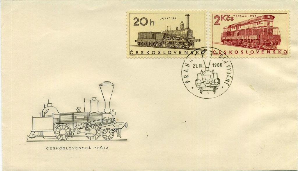 Чехословакия (Б0704) КПД Паровозы Локомотивы 1966 Железные дороги