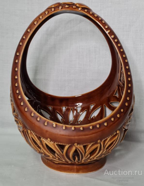 Корзина Корзинка Конфетница Керамика Майолика Ажурная СССР //21.11.50//