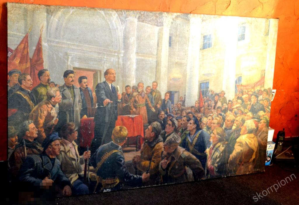 Старинная картина Ленин  холст  Редкость Сохран (а.ВЛр) 