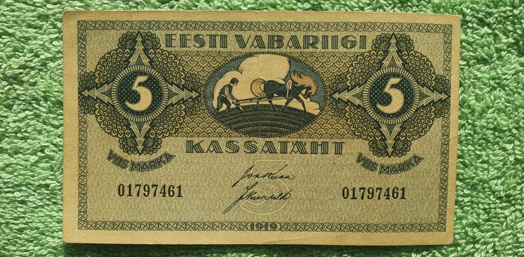 5 марок "Eesti Vabariigi Kassatäht", 1919 год, республика Эстония (2)