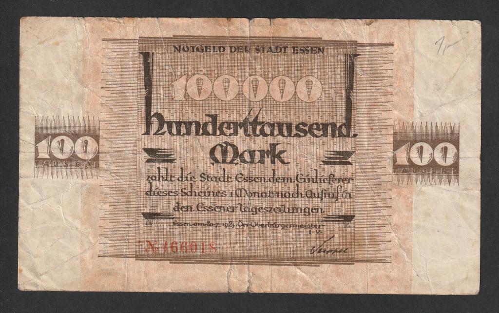 Германия, 100000 марок 1923 года, Эссен