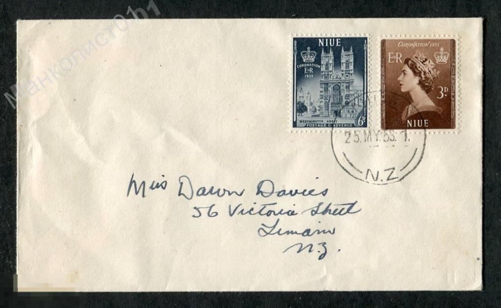 Ниуэ. 1953. КПД. Коронация Елизаветы II. ЦВ. №№ 85-86 на конверте. 