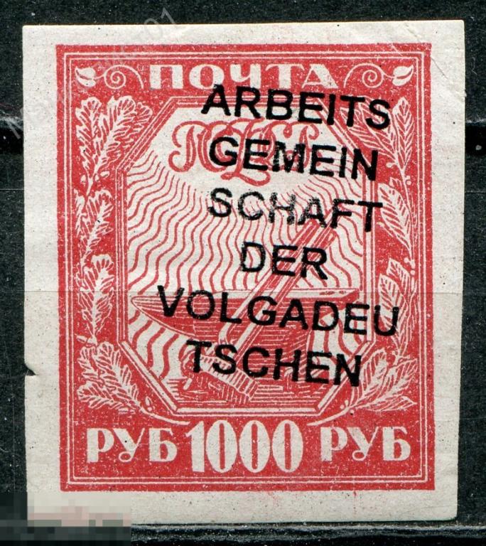 Советы. РСФСР. 1921. Стандарт. 1000 руб. № 13Б. Надпечатка. Республика немцев Поволжья. АССРНП. 