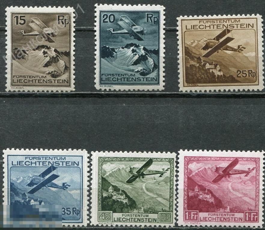 Лихтенштейн. 1930. Авиация. Самолёты. №№ 108-13 