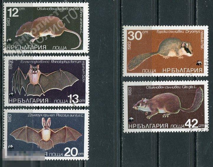 Болгария. 1983. WWF. Фауна. Мыши. № 3236-40. Гаш. 