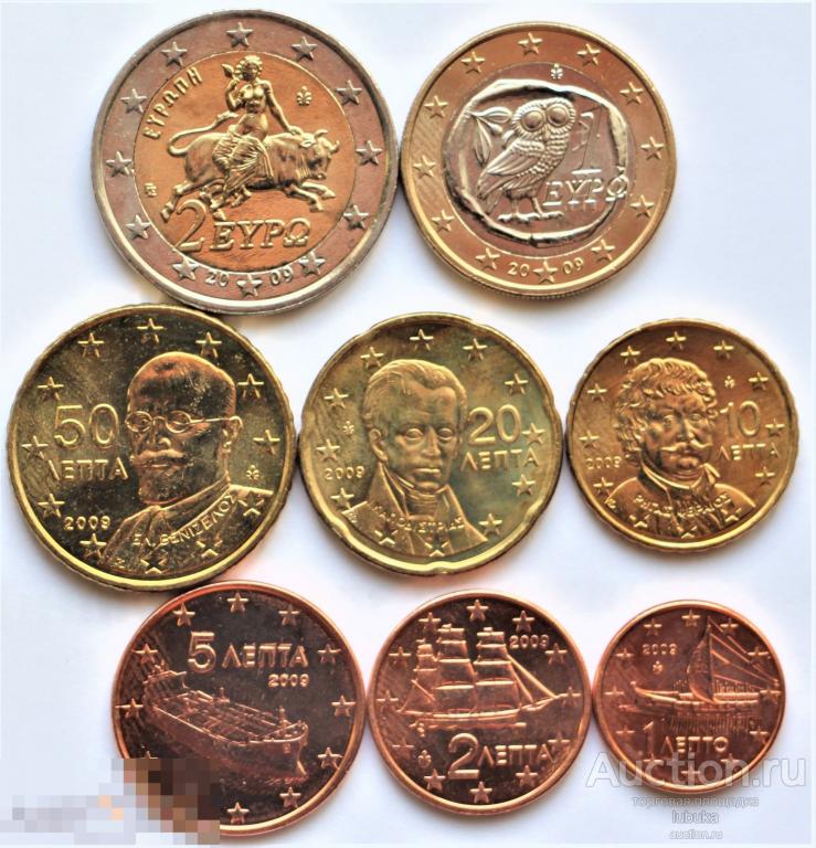 Набор евро монет Греция 2009 UNC