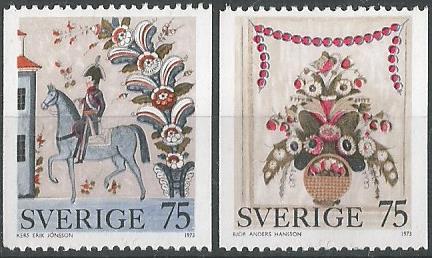 Швеция. 1973 г. Пасторальная живопись. Всадник на лошади. MNH