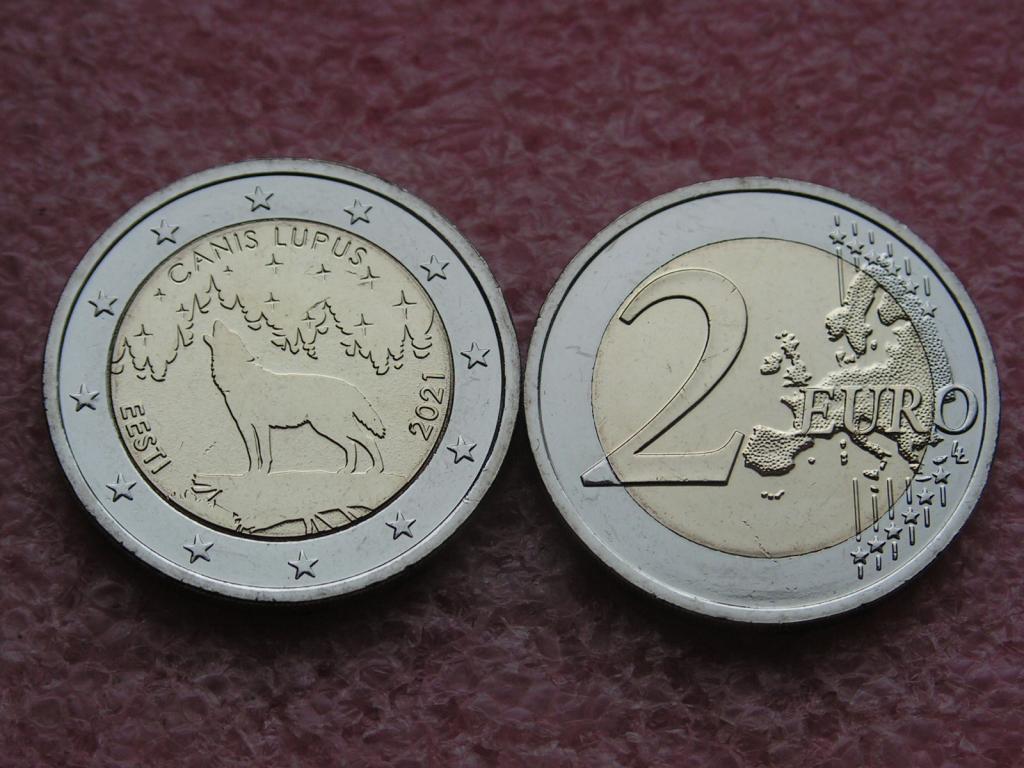 Эстония 2 евро 2021 волк unc