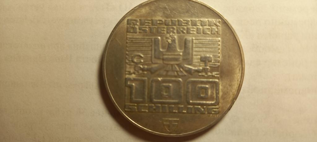 Австрия 100 шиллингов 1976 год XII зимние Олимпийские игры 1976 года Инсбрук Серебро