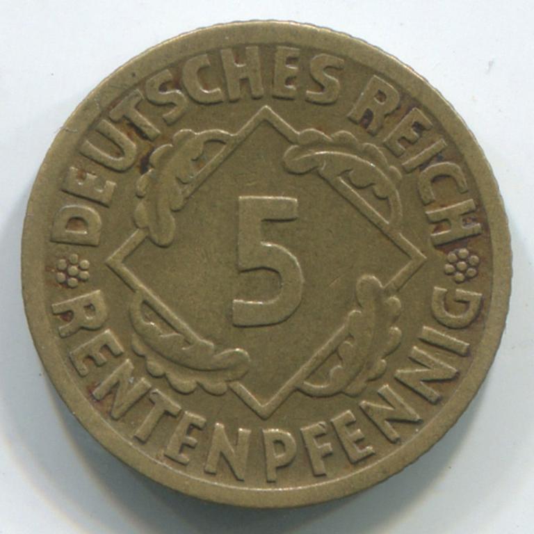 ГЕРМАНИЯ/ВЕЙМАР 5 РЕНТПФЕННИГОВ 1924D AUNC