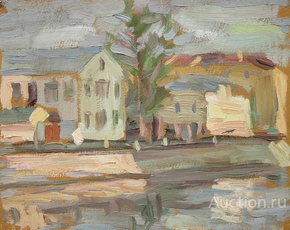 Иван Чистов - "Садовническая наб." бумага, масло 22х28см. 2000г