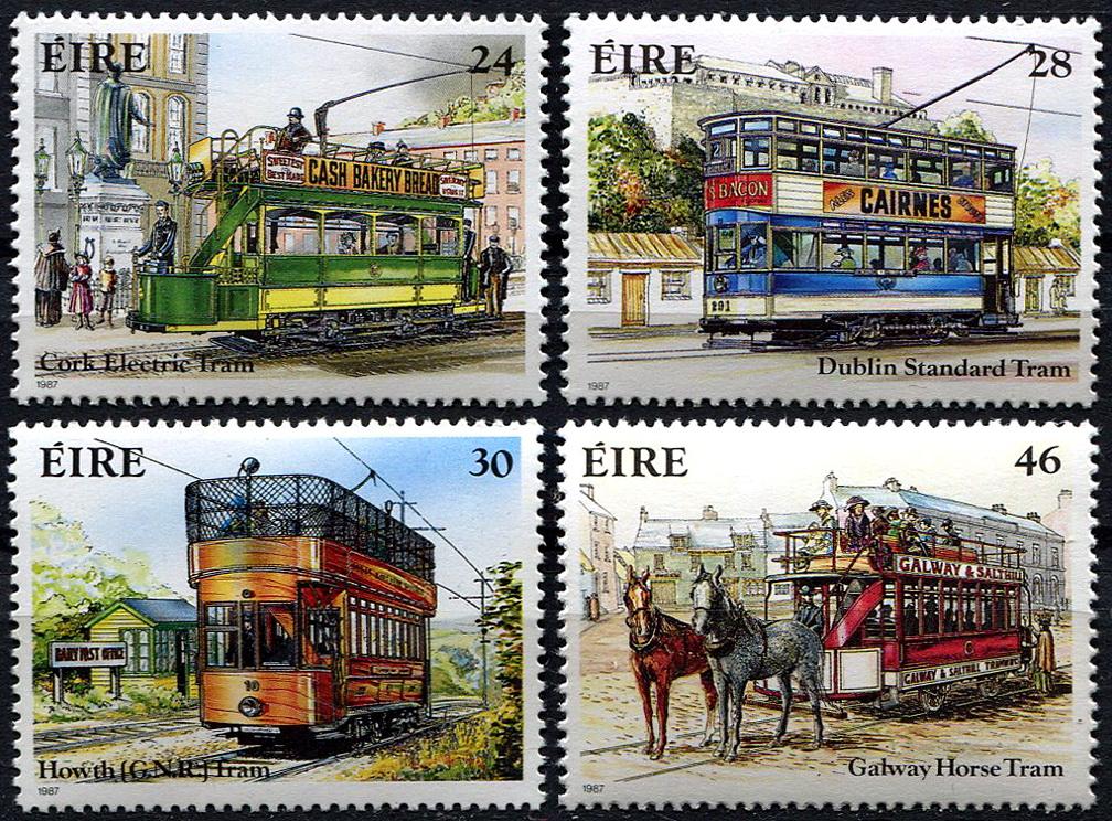 1987 г Ирландия паровозы трамваи MNH чист