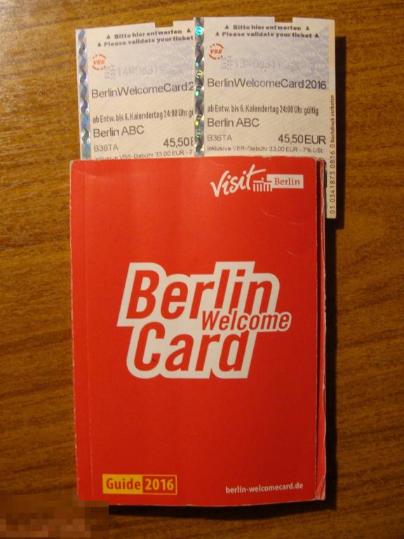 Берлин. Билеты системы Berlin Welcome Card 2016 и буклет-брошюра к ним.