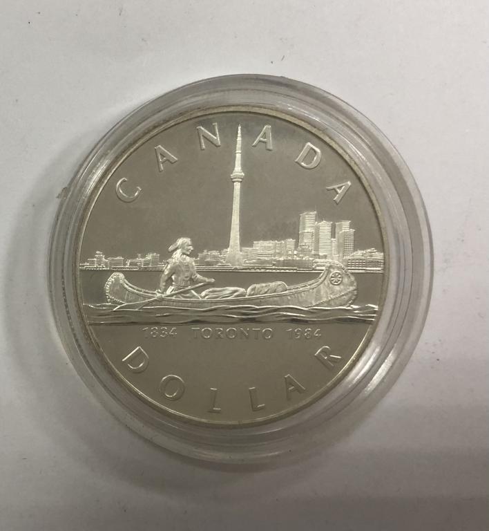 Канада 1 доллар 1984 150 лет Торонто СЕРЕБРО
