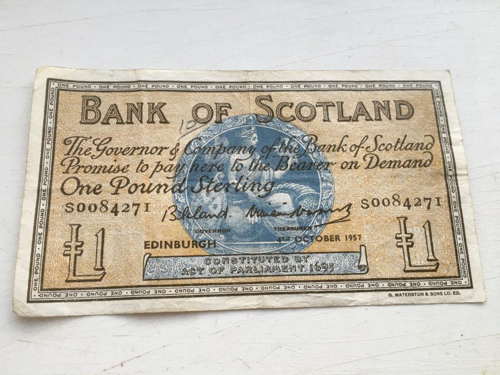 Шотландия 1 фунт 1957 (СПб) Bank of Scotland P-100