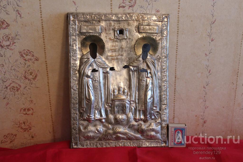 Оклад иконы  Избранные святые Зосима и Савватий . 28,8 х 21,5 см .