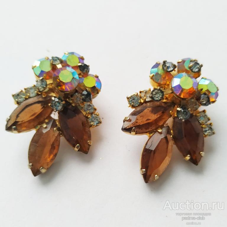 Нарядные винтажные клипсы, США, 1960е гг