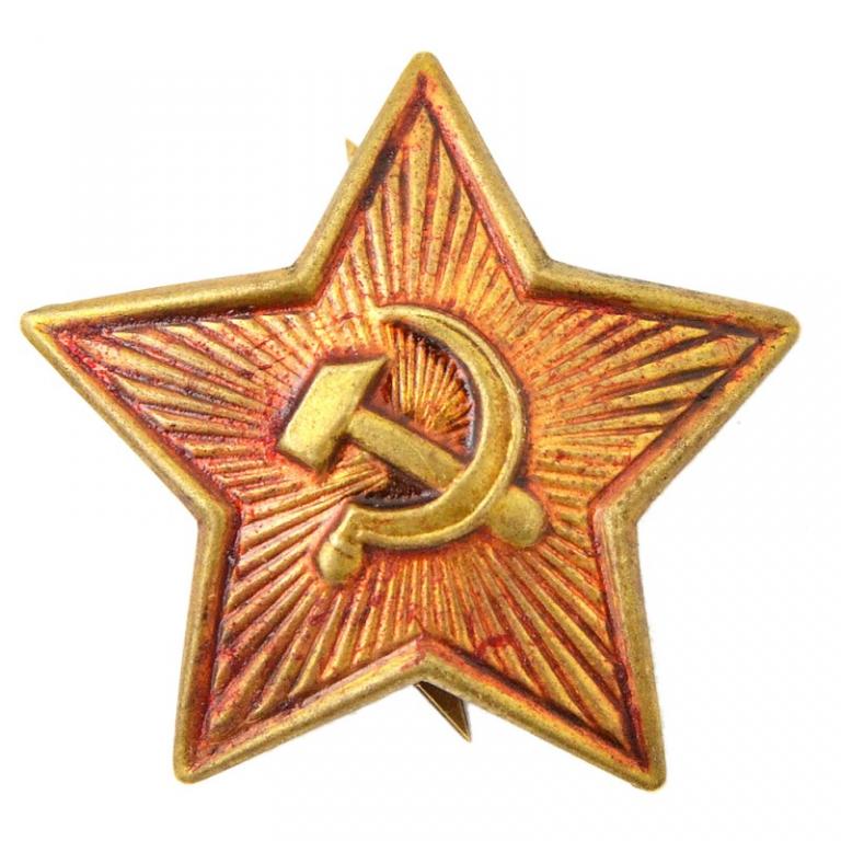 Жестяная звезда на фуражку или ушанку рядового состава РККА (82838)