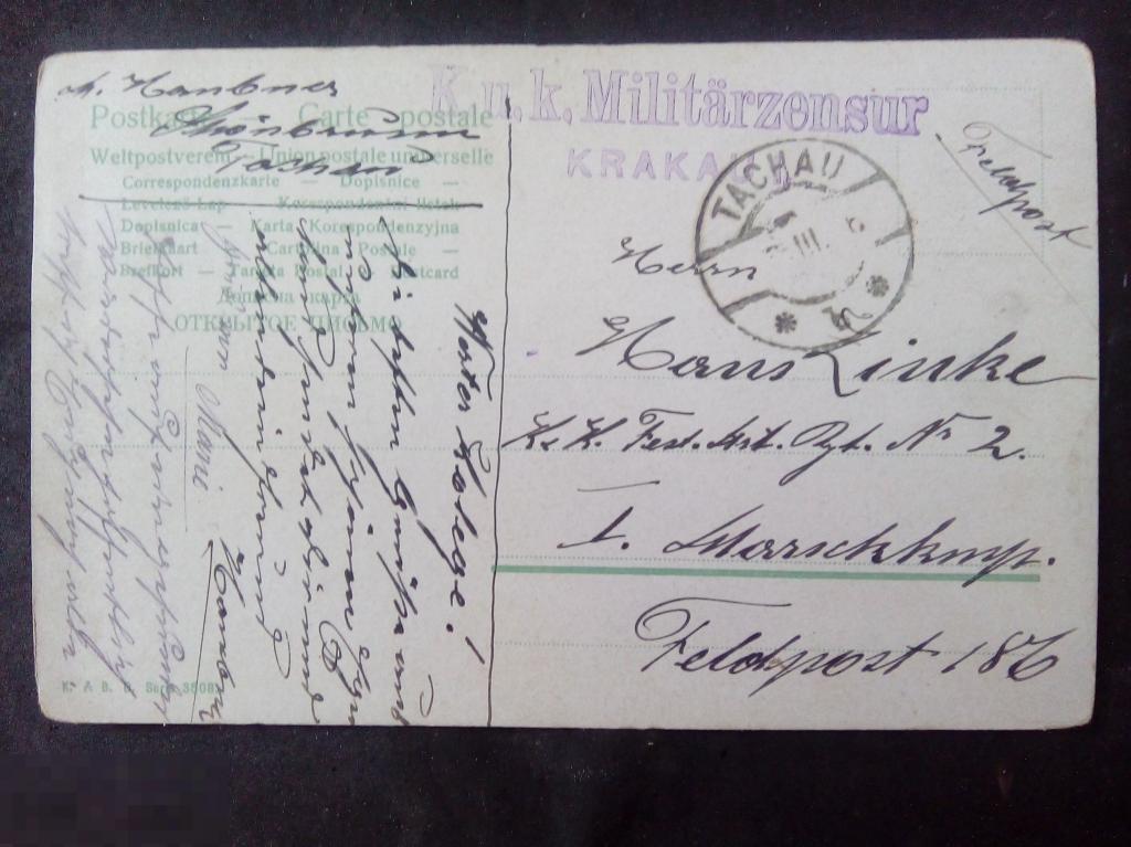 Дорев. открытка военная цензура, Краков ( Ansichtskarte,  Militarzensur, Krakau,feldpost) 