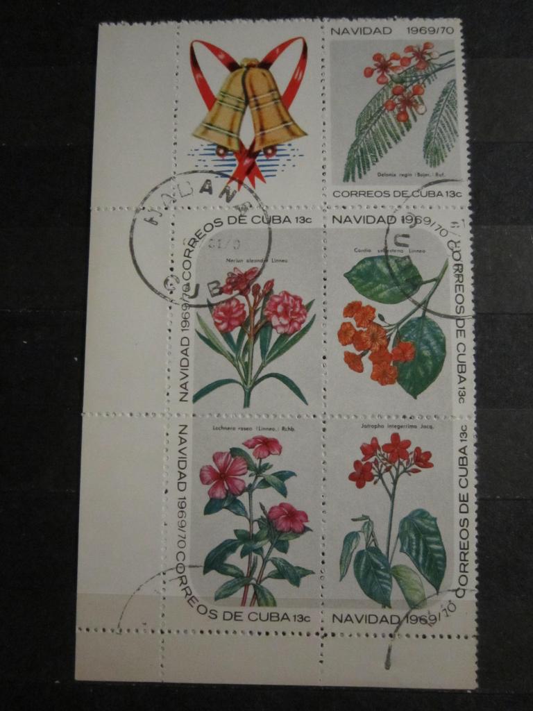 Марки Флора Цветы Рождество Куба 1969 г.