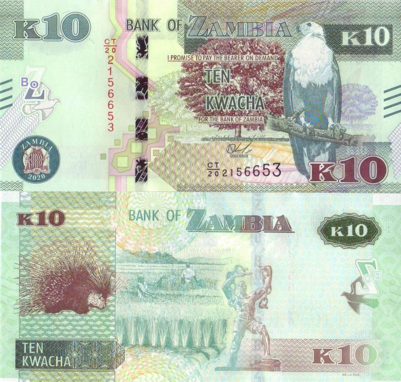 Замбия 10 квача 2020 P58c пресс unc